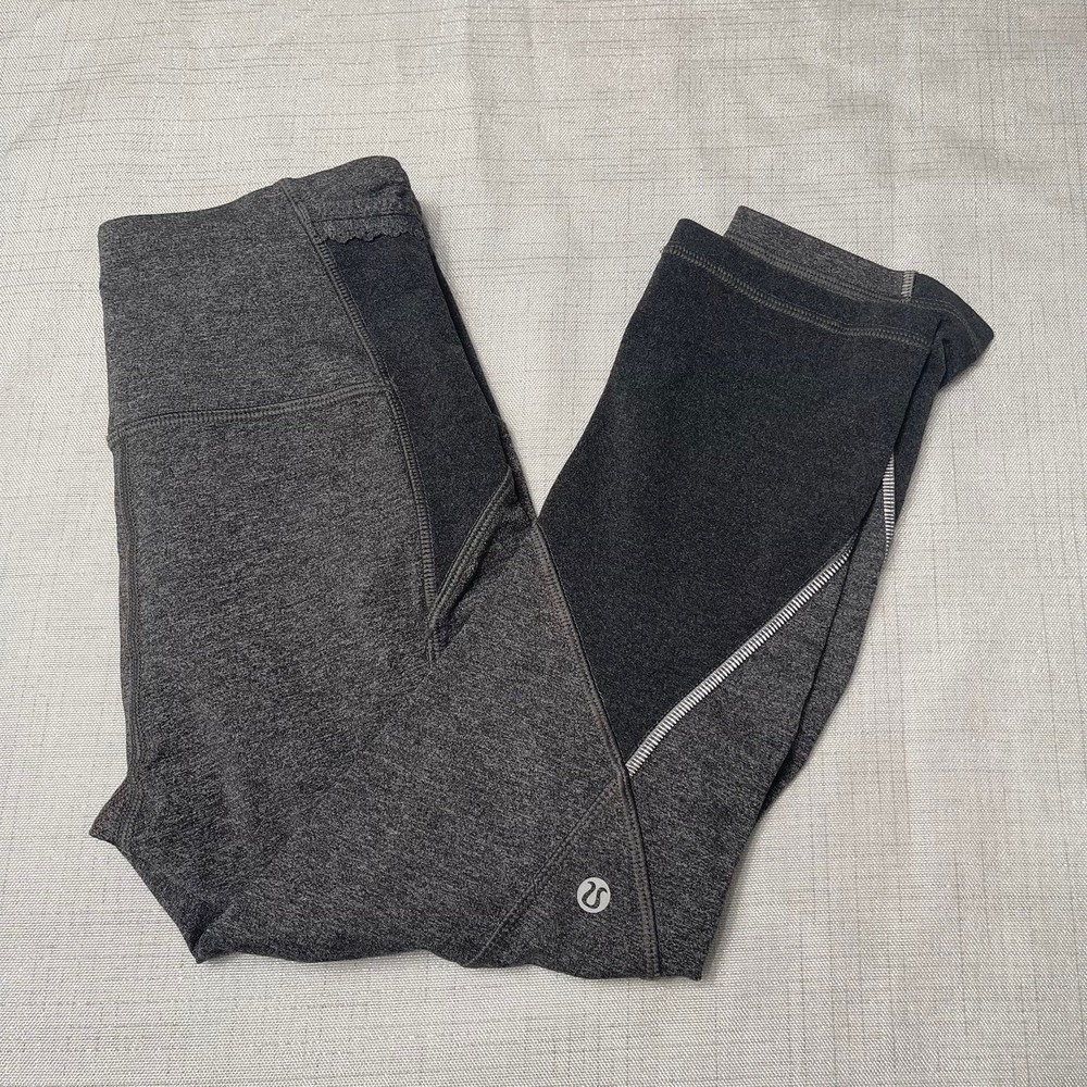 lululemon leggings size 4 Lululemon Women's Heathered Gray Cropped Capri